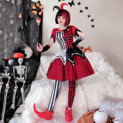 Women Circus Clown Halloween Cosplay Dress Carnival Stage Costume PQ055