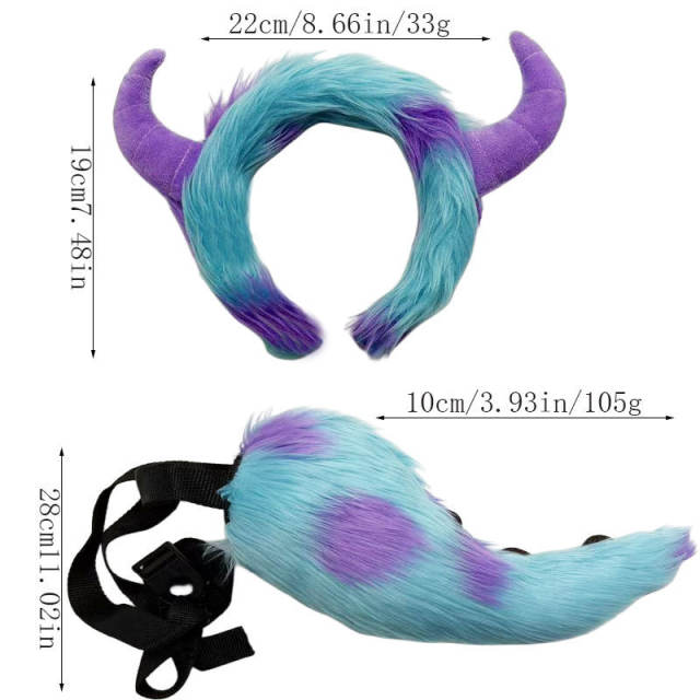 5pcs Faux Fur Monster Costume Carnival Cat Uniform Cosplay Plush Animal Outfit PQ060518