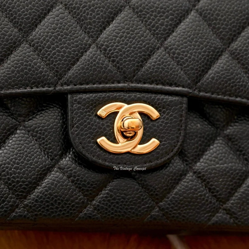 Medium Classic Double Flap Bag Black CaviarGold Hardware