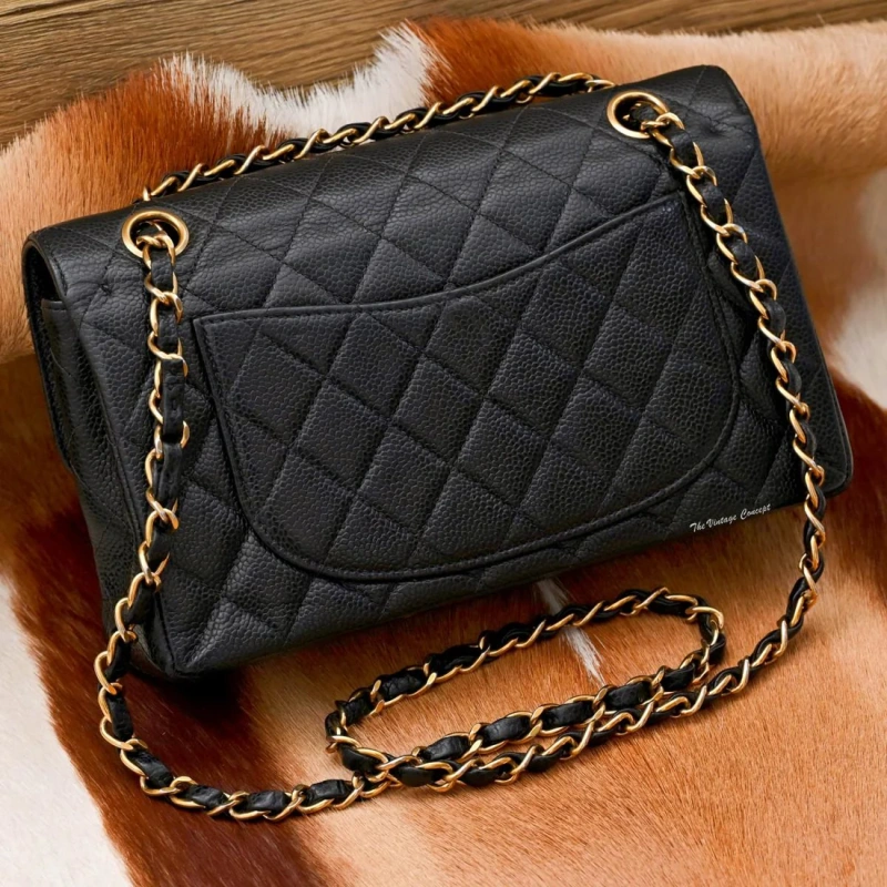 Medium Classic Double Flap Bag Black CaviarGold Hardware