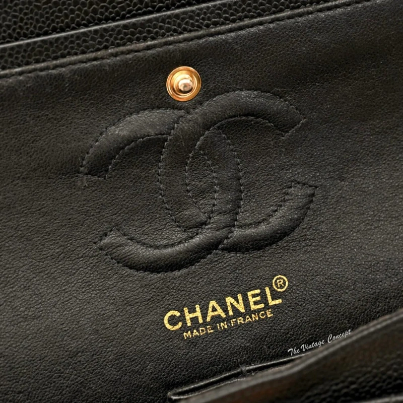 Medium Classic Double Flap Bag Black CaviarGold Hardware