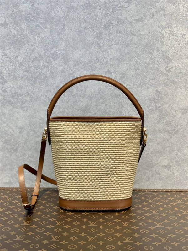 Louis Vuitton Petit Bucket Raffia Beige For Women ‎9.4in/24cm