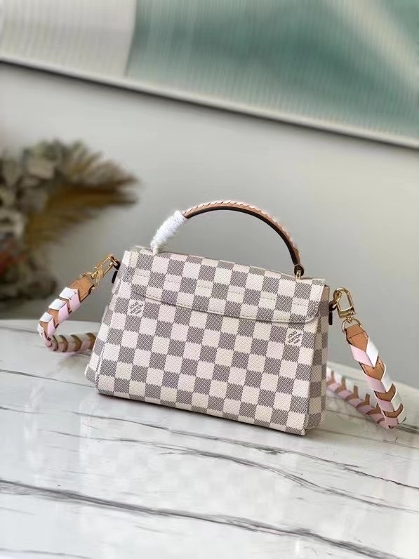 Louis Vuitton Croisette Damier Azur Canvas Pink For Women, Women’s Handbag, Shoulder And Crossbody Bags 9.8in/25cm LV N50053