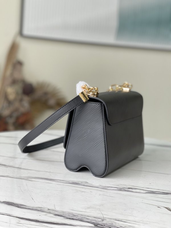Louis Vuitton Twist MM Monogram Flower Black For Women, Women’s Handbags, Shoulder And Crossbody Bags 9.1in/23cm LV M59402