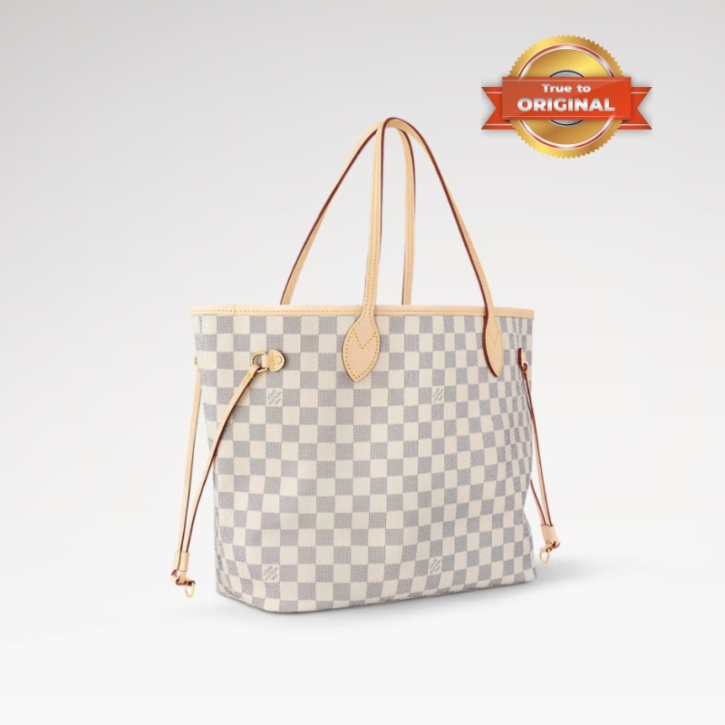[True-to-ORIGINAL] Louis Vuitton Neverfull MM Tote Bag Damier Azur Canvas Beige For Women 31cm/12.2in N40604