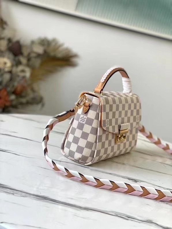 Louis Vuitton Croisette Damier Azur Canvas Pink For Women, Women’s Handbag, Shoulder And Crossbody Bags 9.8in/25cm LV N50053