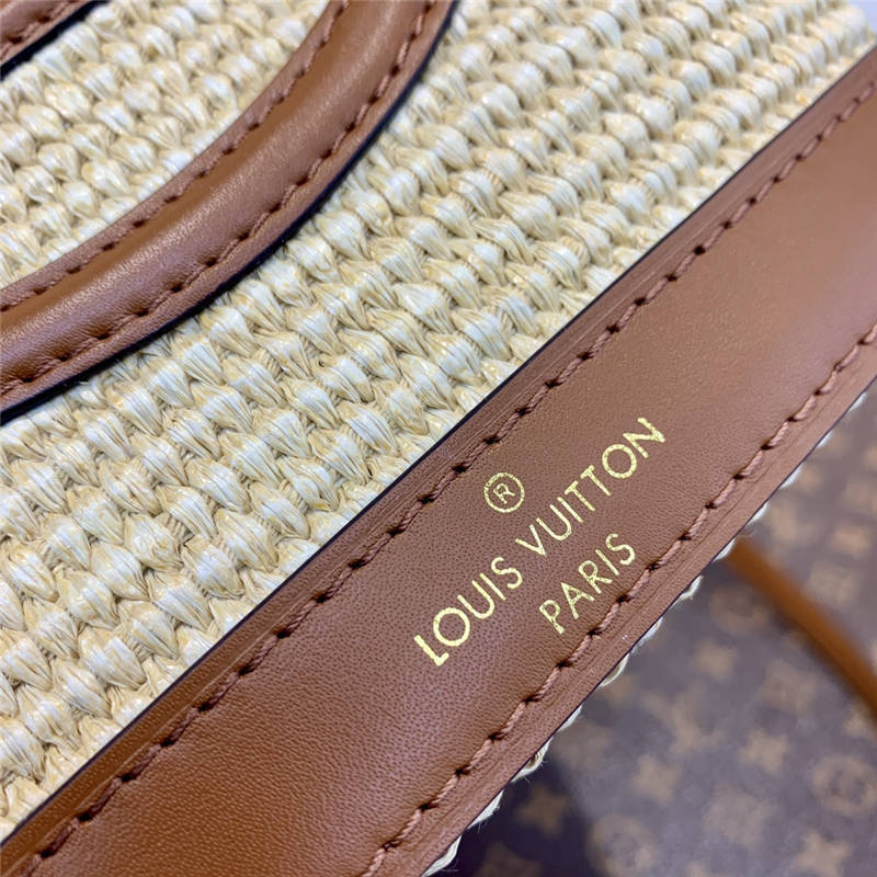 Louis Vuitton Petit Bucket Raffia Beige For Women ‎9.4in/24cm