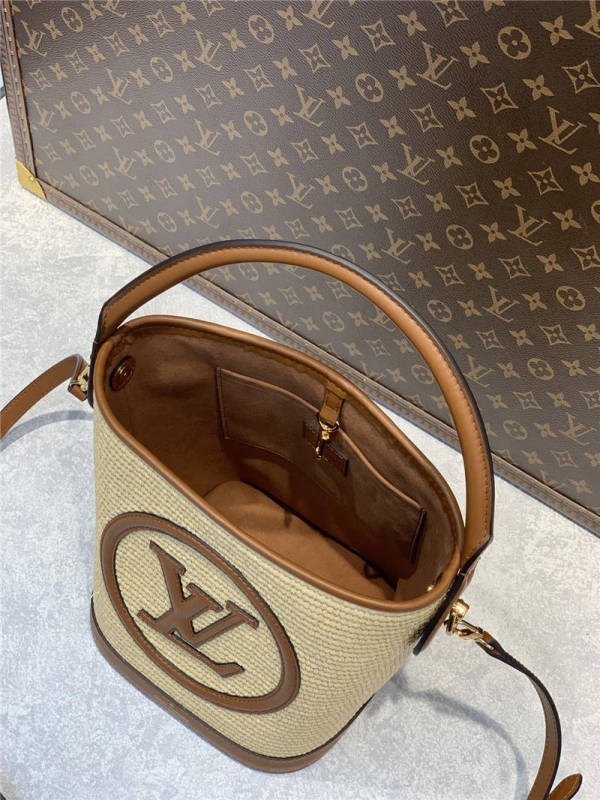 Louis Vuitton Petit Bucket Raffia Beige For Women ‎9.4in/24cm