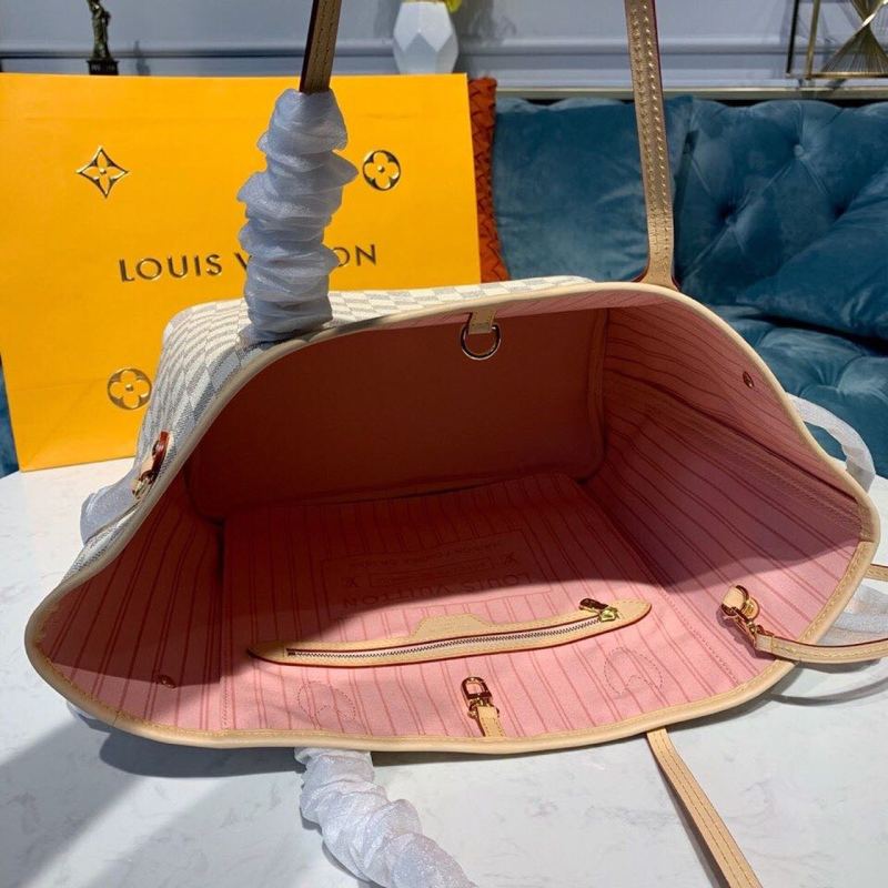 Louis Vuitton Neverfull MM Tote Bag Damier Azur Canvas Rose Ballerine Pink For Women, Women’s Bags, Shoulder Bags 12.2in/31cm LV N41605