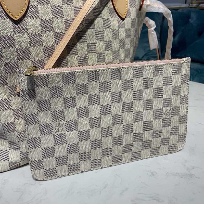 Louis Vuitton Neverfull MM Tote Bag Damier Azur Canvas Rose Ballerine Pink For Women, Women’s Bags, Shoulder Bags 12.2in/31cm LV N41605