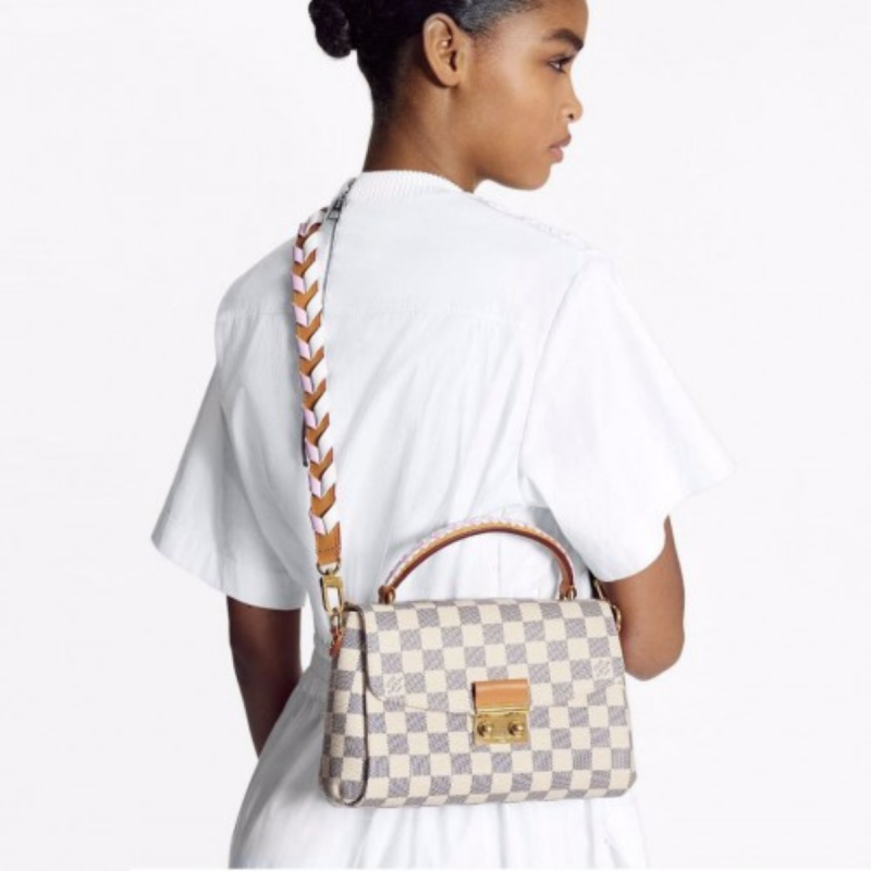 Louis Vuitton Croisette Damier Azur Canvas Pink For Women, Women’s Handbag, Shoulder And Crossbody Bags 9.8in/25cm LV N50053