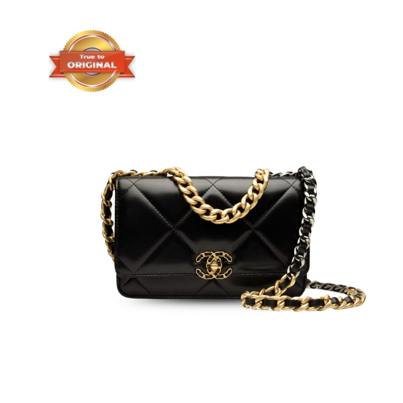 [True-to-ORIGINAL] Chanel 19 Wallet On Chain Black For Women 19cm/7.5in AP3267 B04852 94305