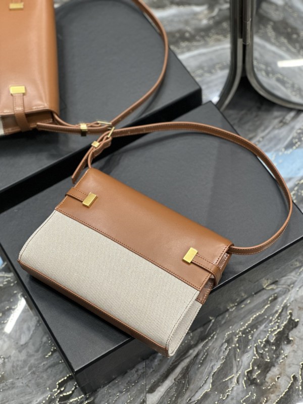Saint Laurent Manhattan Small Shoulder Bag Brown For Women‎ 9.4in/24cm