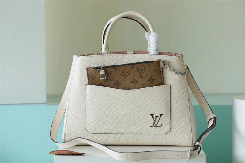 Louis Vuitton Marelle Tote MM Epi White For Women, Women’s Handbags, Shoulder And Crossbody Bags 11.8in/30cm LV