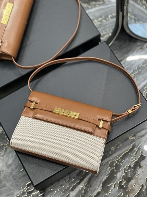 Saint Laurent Manhattan Small Shoulder Bag Brown For Women‎ 9.4in/24cm