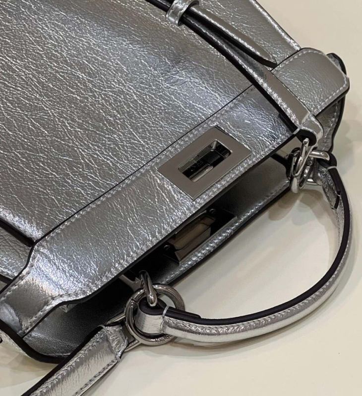 Fendi Peekaboo Medium Silver Bag For Woman 33cm/13in
