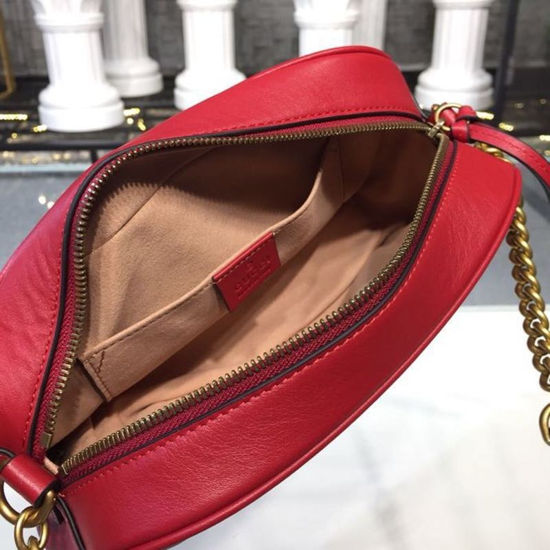 Gucci GG Marmont Small Matelassé Shoulder Bag Hibiscus Red Matelassé Chevron For Women 9.5in/24cm GG 447632 DTD1T 6433