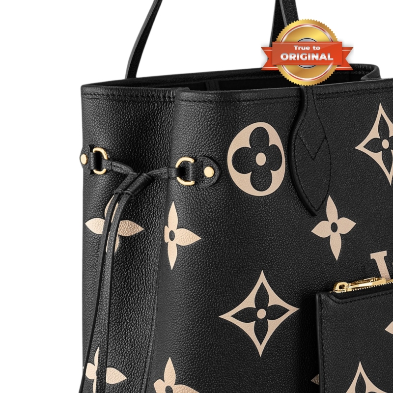 [True-to-ORIGINAL] Louis Vuitton Neverfull MM Tote Bag Monogram Empreinte Black/Beige For Women 31cm/12.2in M58907
