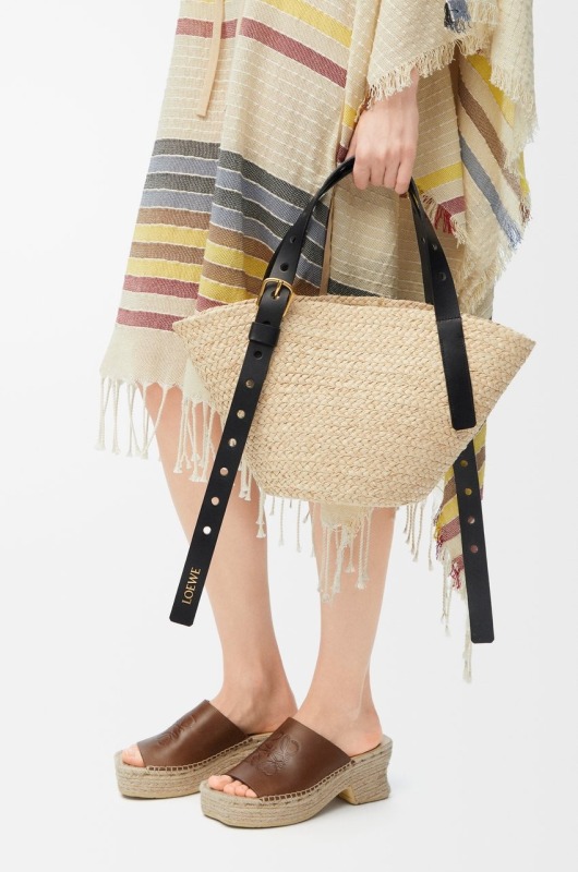 Loewe Small Punch Hole Basket Raffia Natural For Women 22.5cm/8.9in – A223BBPX01