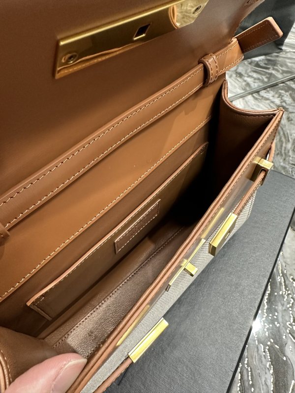Saint Laurent Manhattan Small Shoulder Bag Brown For Women‎ 9.4in/24cm