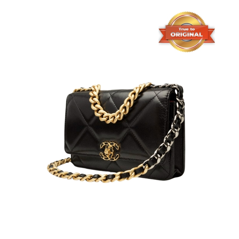 [True-to-ORIGINAL] Chanel 19 Wallet On Chain Black For Women 19cm/7.5in AP3267 B04852 94305