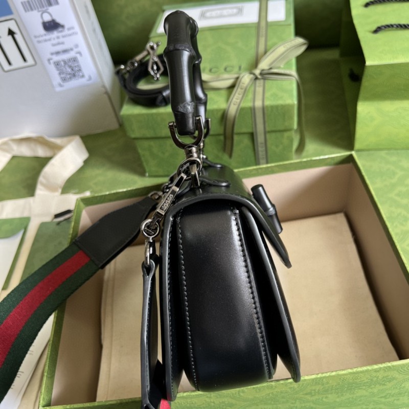 Gucci Bamboo 1947 Small Top Handle Bag Black  For Women 8.3in/21cm GG 675797 10ODP 1060