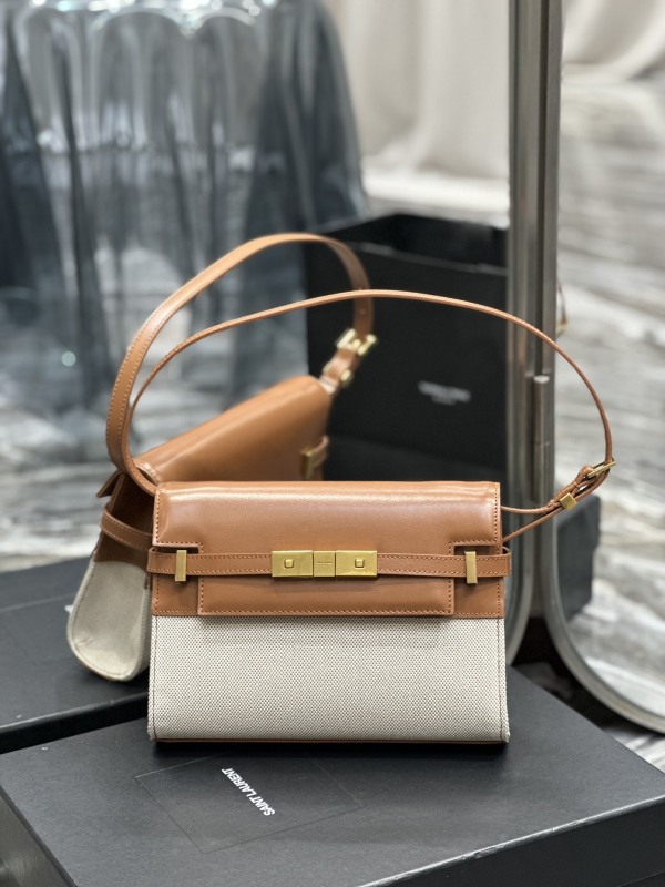 Saint Laurent Manhattan Small Shoulder Bag Brown For Women‎ 9.4in/24cm