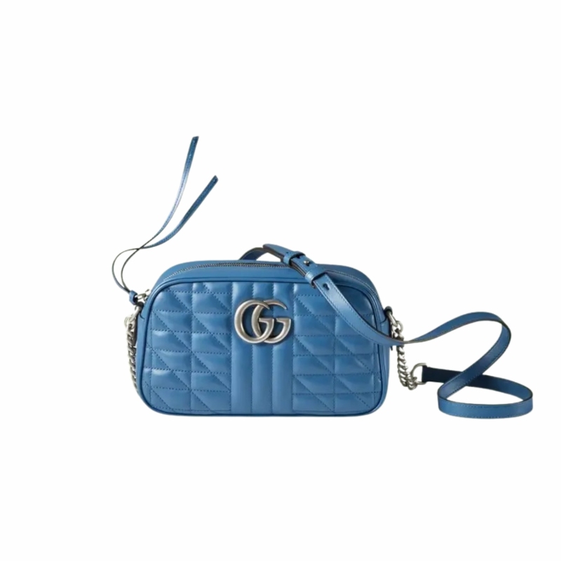 [True-to-ORIGINAL] Gucci Marmont Matelasse Shoulder Bag Blue For Women, Women’s Bags 9.5in/24cm GG 634936 UM8BF 4340