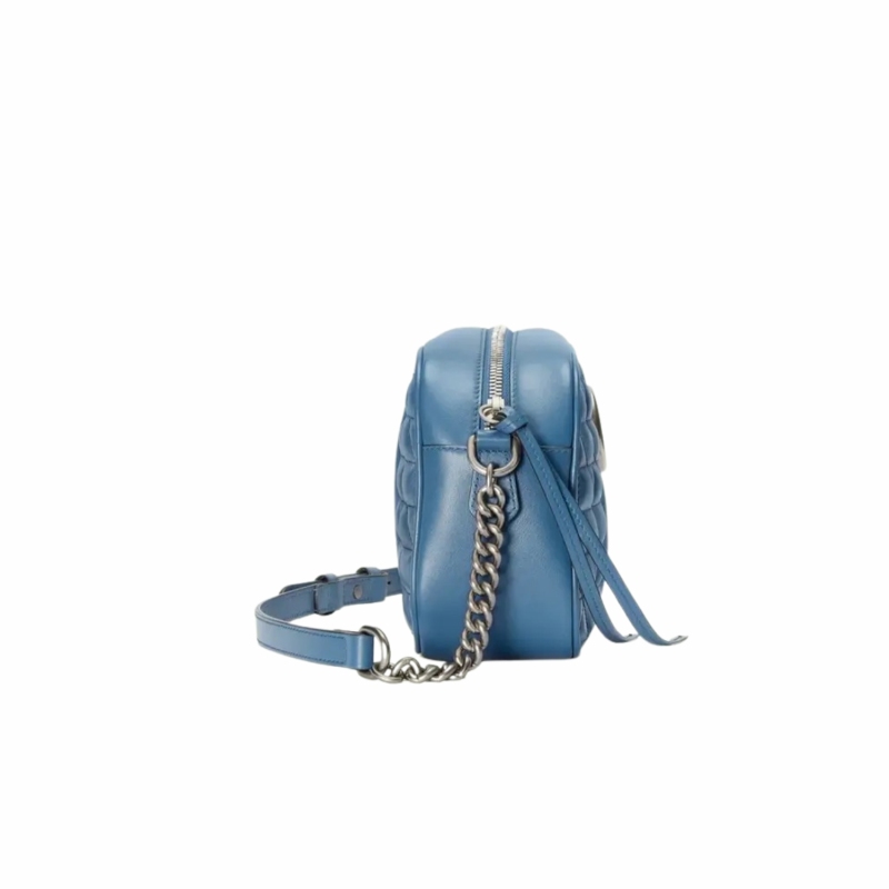 [True-to-ORIGINAL] Gucci Marmont Matelasse Shoulder Bag Blue For Women, Women’s Bags 9.5in/24cm GG 634936 UM8BF 4340