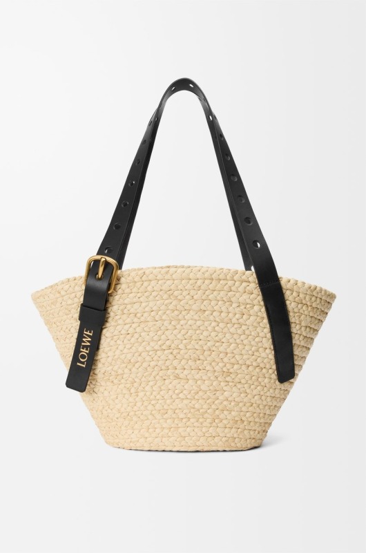 Loewe Small Punch Hole Basket Raffia Natural For Women 22.5cm/8.9in – A223BBPX01