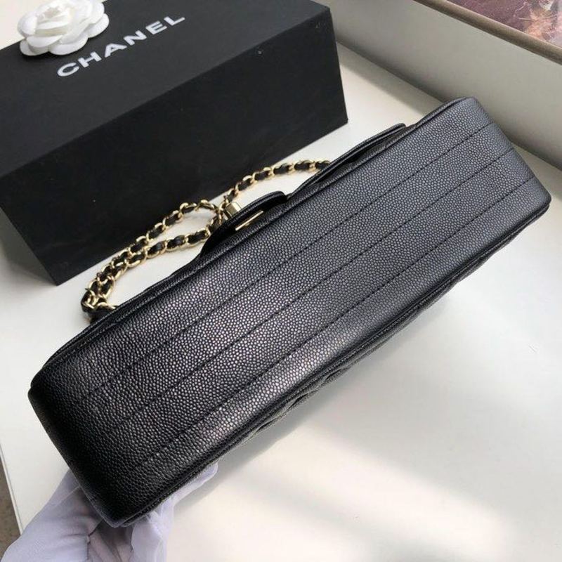 Chanel Chevron Classic Handbag Gold Toned Hardware Black For Women, Women’s Bags, Shoulder And Crossbody Bags 10.2in/26cm