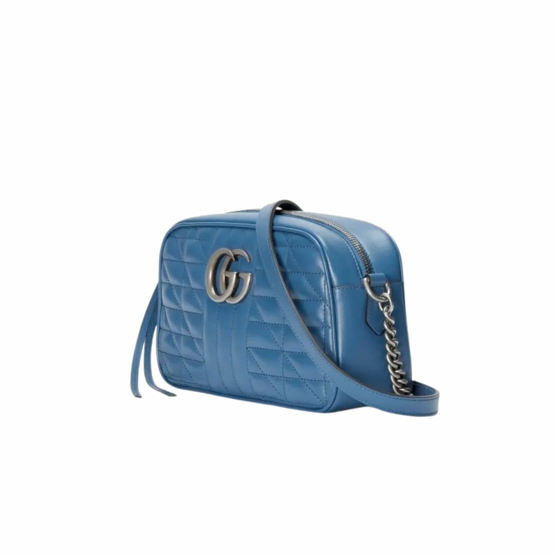 [True-to-ORIGINAL] Gucci Marmont Matelasse Shoulder Bag Blue For Women, Women’s Bags 9.5in/24cm GG 634936 UM8BF 4340