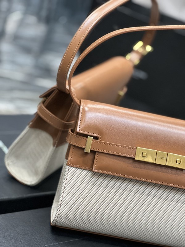 Saint Laurent Manhattan Small Shoulder Bag Brown For Women‎ 9.4in/24cm