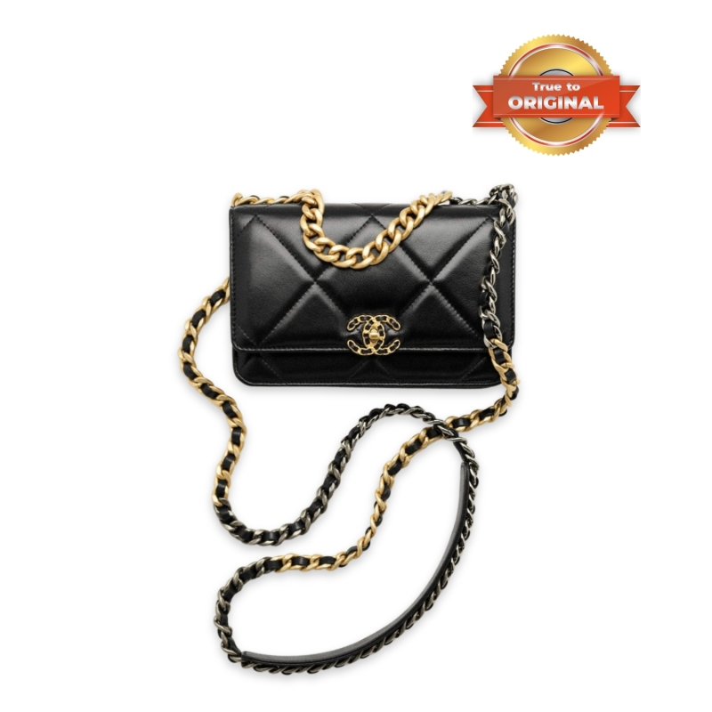 [True-to-ORIGINAL] Chanel 19 Wallet On Chain Black For Women 19cm/7.5in AP3267 B04852 94305