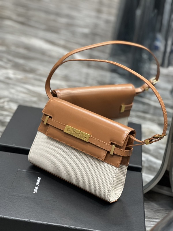 Saint Laurent Manhattan Small Shoulder Bag Brown For Women‎ 9.4in/24cm