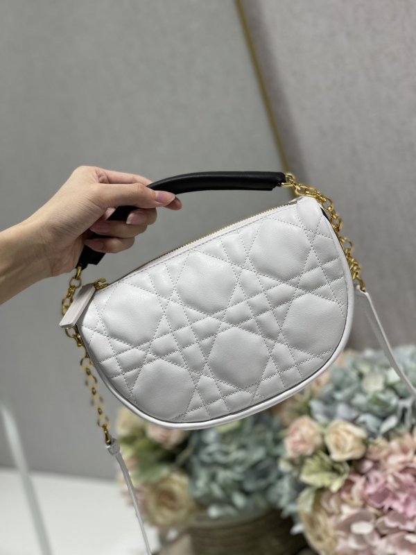 Christian Dior Small Dior Vibe Hobo Bag White Cannage, White, For Women Women’s Handbags, Crossbody Bags, 20cm CD M7200ONOA_M879