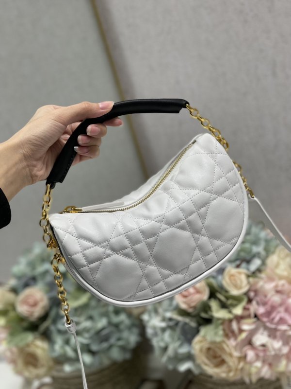 Christian Dior Small Dior Vibe Hobo Bag White Cannage, White, For Women Women’s Handbags, Crossbody Bags, 20cm CD M7200ONOA_M879