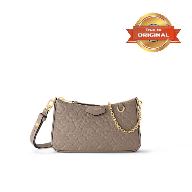 [True-to-ORIGINAL] Louis Vuitton Easy Pouch On Strap Monogram Empreinte Crème Grey For Women‎ 7.5in/19cm