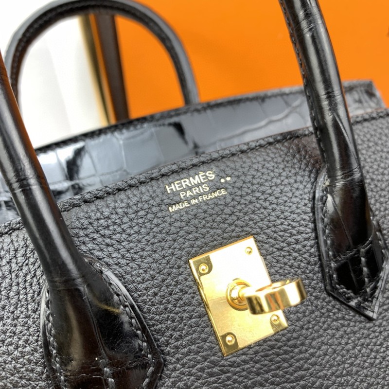 Hermes Birkin Nata Togo Leather Black For Women Gold Toned Hardware 10in/25cm