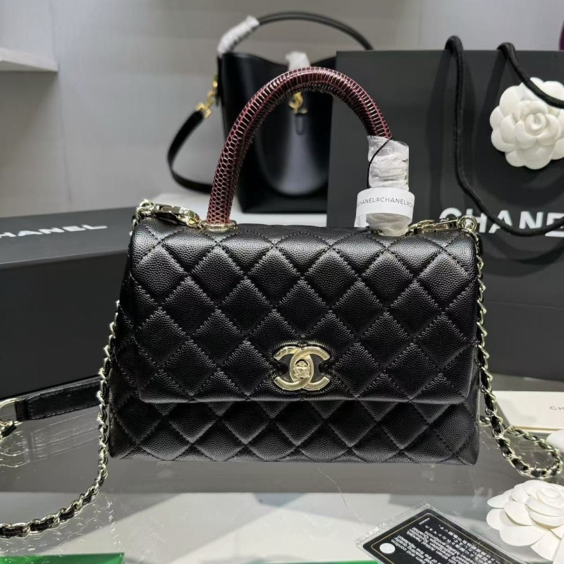 Chanel Medium Flap Bag With Top Handle Black For Women, Women’s Handbags, Shoulder And Crossbody Bags 9in/23cm A92990