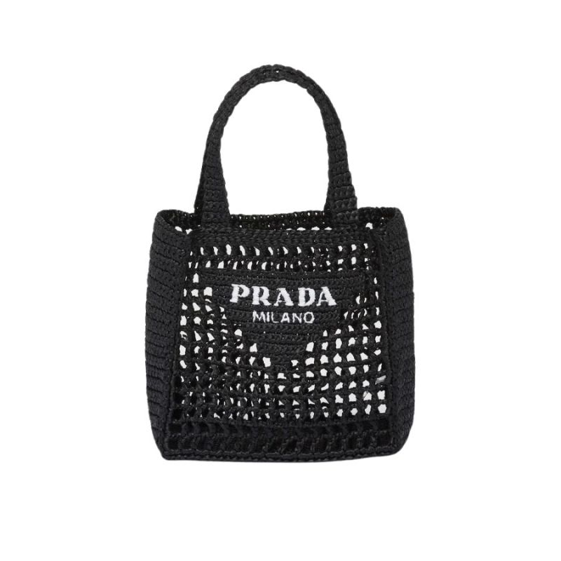 Prada Small Raffia Tote Black For Women 22cm/ 8.7in – 1BG444_2A2T_F0002_V_OOO