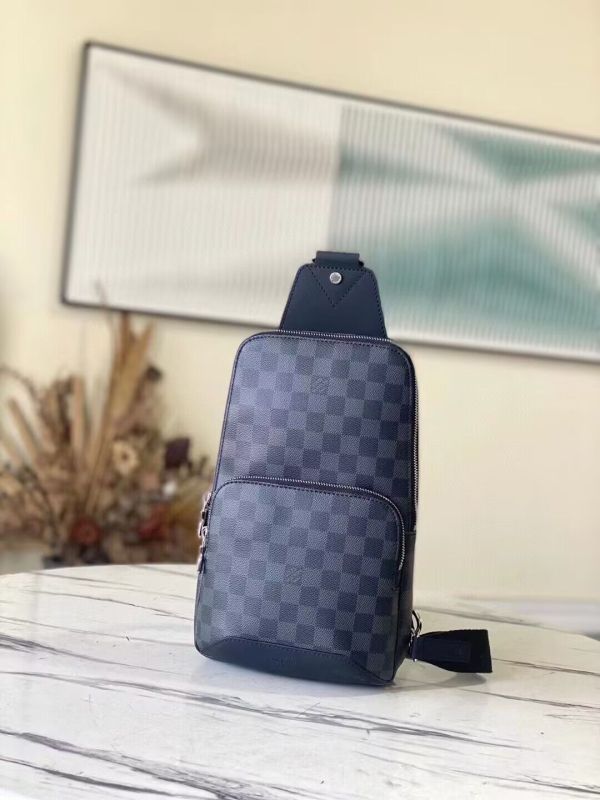Exclusive Set Louis Vuitton: Avenue Sling Bag + Slender Wallet Damier Graphite