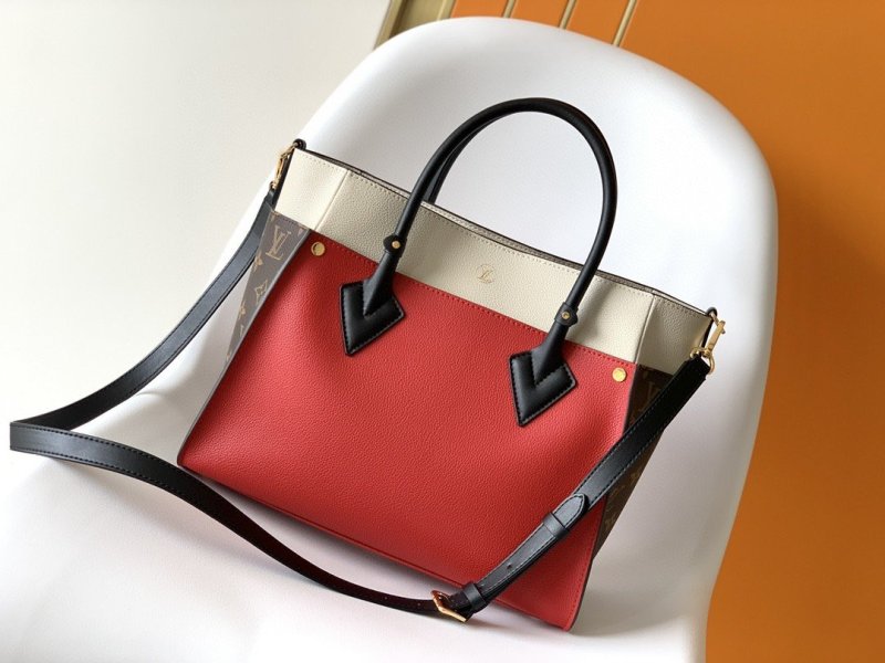 Louis Vuitton On My Side MM Tote Bag Monogram Canvas Red For Women, Women’s Handbags, Shoulder Bags 12in/31cm LV M53824