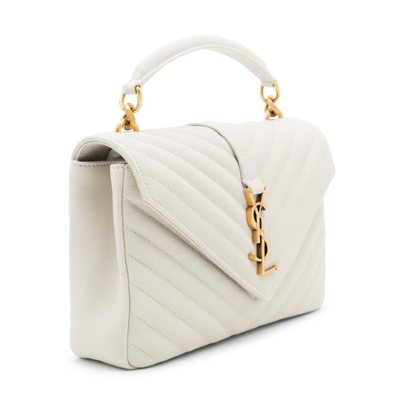 [True-to-ORIGINAL] Saint Laurent College Medium Chain Bag White Gold Toned Hardware For Women 9.4in/24cm 600279BRM079207