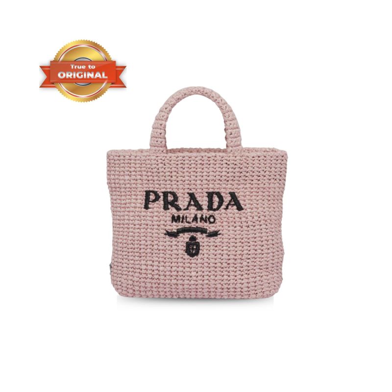 [True-to-ORIGINAL] Prada Small Raffia Tote Bag In Pink For Women 9.4 in/24cm 1BG422_2A2T_F0E18_V_OOL