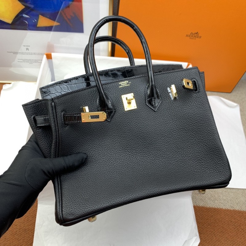Hermes Birkin Nata Togo Leather Black For Women Gold Toned Hardware 10in/25cm