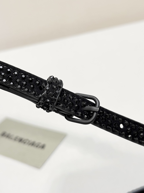 [True-to-ORIGINAL] Balenciaga Furry Hourglass Small Handbag With Rhinestones In Black For Women 24cm/9.4in