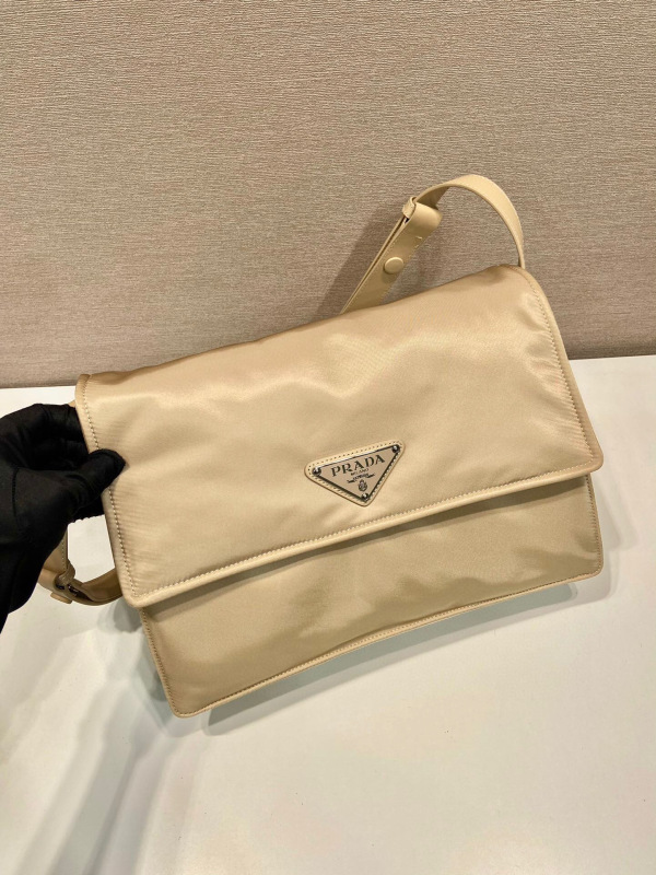 Prada Medium Padded Shoulder Bag In Beige For Women 11.8in/ 30cm