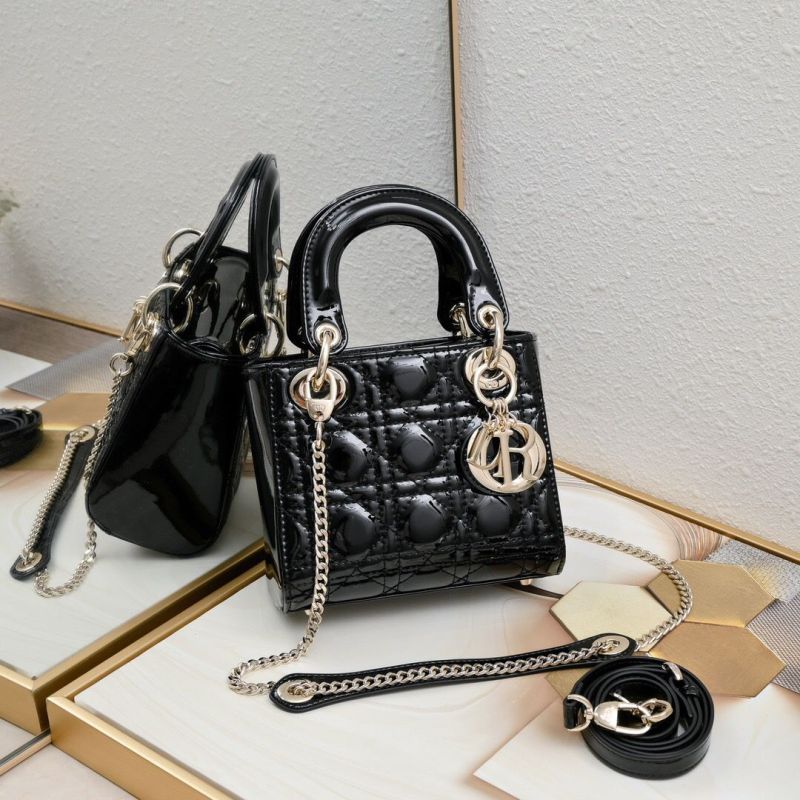 Christian Dior Mini Lady Dior Bag Black For Women 17cm
