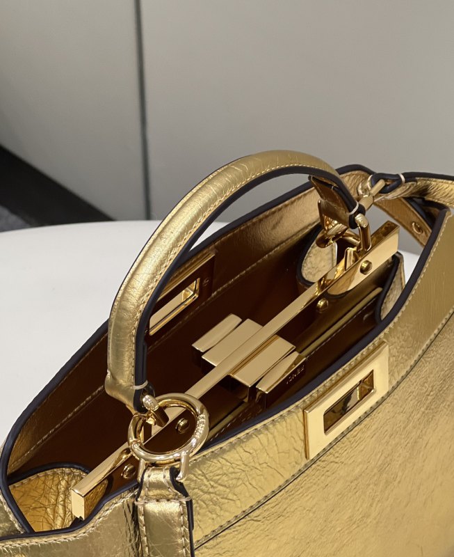 Fendi Peekaboo Small Gold Bag For Woman 27cm/11in